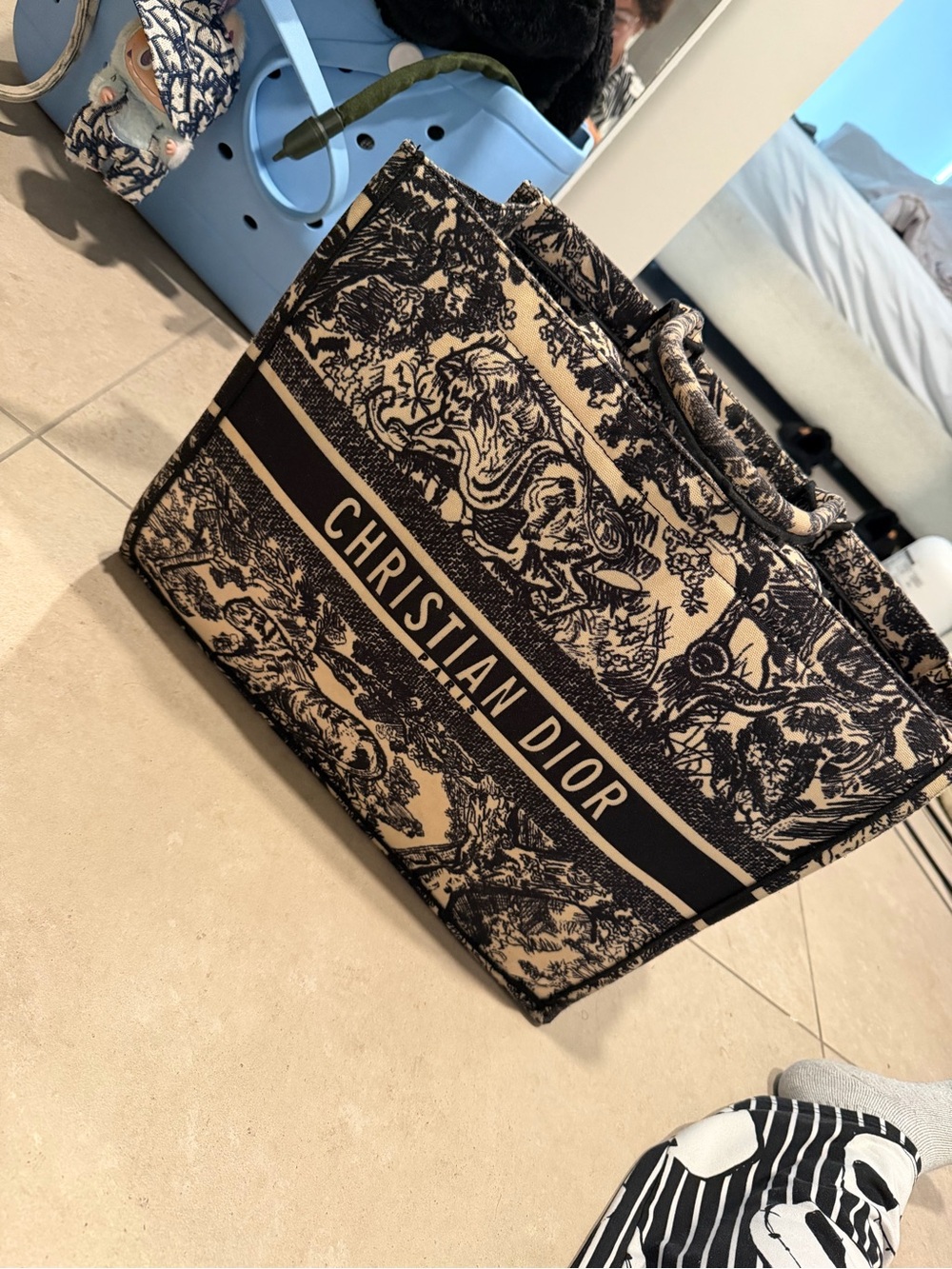 Dior Black and Cream Canvas Book Tote